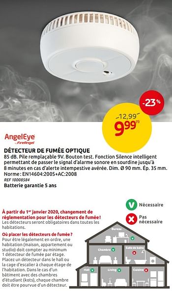 Promotions Détecteur de fumée optique - AngelEye - Valide de 05/02/2020 à 17/02/2020 chez BricoPlanit