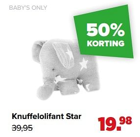 Promoties Knuffelolifant star - Baby's Only - Geldig van 27/01/2020 tot 23/02/2020 bij Baby-Dump