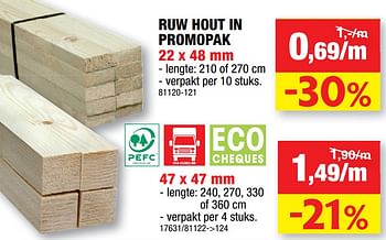 Promoties Ruw hout in promopak - Merk onbekend - Geldig van 29/01/2020 tot 09/02/2020 bij Hubo