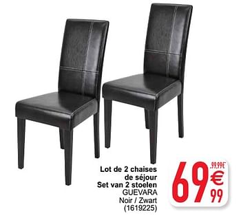 Promoties Lot de 2 chaises de séjour set van 2 stoelen guevara - Huismerk - Cora - Geldig van 04/02/2020 tot 17/02/2020 bij Cora