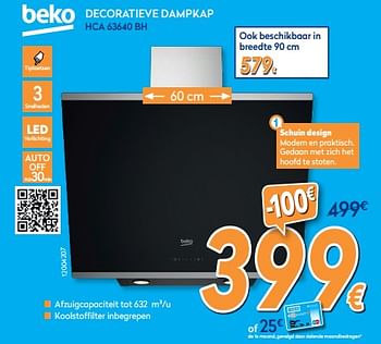 Promoties Beko decoratieve dampkap hca 63640 bh - Beko - Geldig van 01/02/2020 tot 25/02/2020 bij Krefel