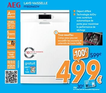 Promotions Aeg lave-vaisselle ffb53940zw - AEG - Valide de 01/02/2020 à 25/02/2020 chez Krefel