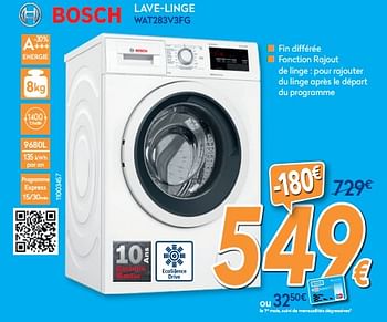 Promotions Bosch lave-linge wat283v3fg - Bosch - Valide de 01/02/2020 à 25/02/2020 chez Krefel