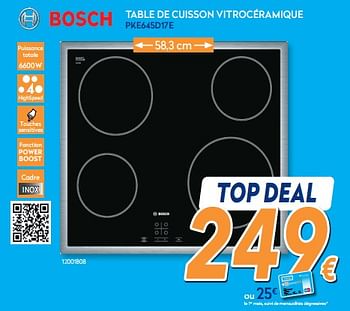 Promotions Bosch table de cuisson vitrocéramique pke645d17e - Bosch - Valide de 01/02/2020 à 25/02/2020 chez Krefel
