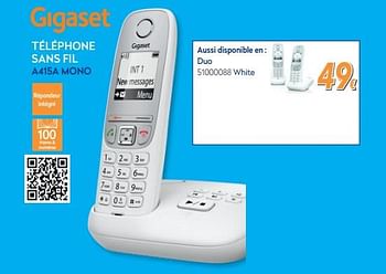 Promotions Gigaset téléphone sans fil a415a duo white - Gigaset - Valide de 01/02/2020 à 25/02/2020 chez Krefel