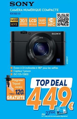 Promotions Sony caméra numérique compacte rx100 iii - Sony - Valide de 01/02/2020 à 25/02/2020 chez Krefel