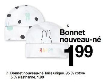 Promotions Bonnet nouveau-né - Produit maison - Zeeman  - Valide de 30/01/2020 à 31/08/2020 chez Zeeman