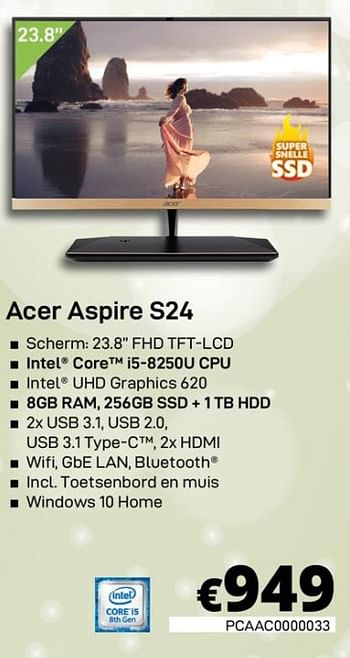 Promoties Acer aspire s24 - Acer - Geldig van 30/01/2020 tot 29/02/2020 bij Compudeals