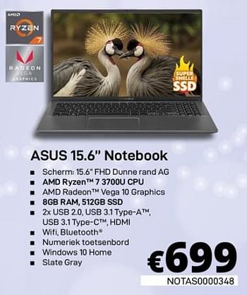 Promoties Asus 15.6 notebook - Asus - Geldig van 30/01/2020 tot 29/02/2020 bij Compudeals