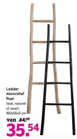 Nauwgezet Indica met tijd Huismerk - Leen Bakker Ladder decoratief roel teak, naturel of zwart -  Promotie bij Leen Bakker