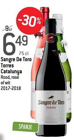 Promotions Sangre de toro torres catalunya rood, rosé of wit - Vins rouges - Valide de 05/02/2020 à 25/02/2020 chez Smatch