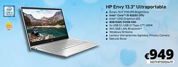 Promotions Hp envy 13.3 ultraportable - HP - Valide de 30/01/2020 à 29/02/2020 chez Compudeals