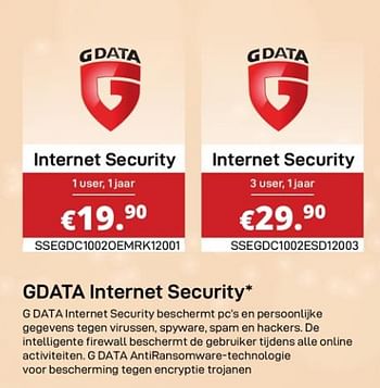Promoties Gdata internet security - G Data - Geldig van 30/01/2020 tot 29/02/2020 bij Compudeals