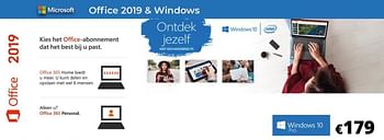 Promoties Microsoft office 2019 + windows 10 pro - Microsoft - Geldig van 30/01/2020 tot 29/02/2020 bij Compudeals