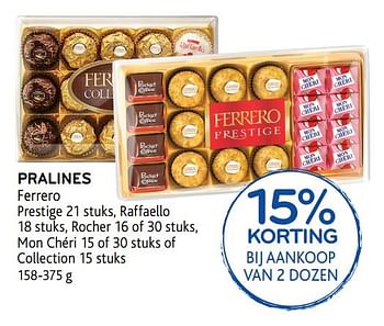 Promoties 15% korting bij aankoop van 2 dozen pralines ferrero - Ferrero - Geldig van 12/02/2020 tot 25/02/2020 bij Alvo