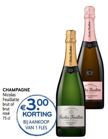 Promoties Champagne nicolas feuillatte brut of brut rosé - Champagne - Geldig van 12/02/2020 tot 25/02/2020 bij Alvo