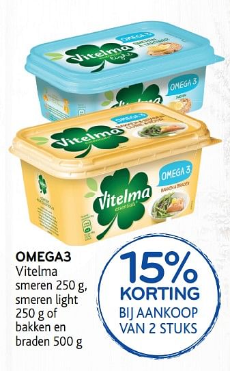 Promoties 15% korting bij aankoop van 2 stuks omega3 vitelma - Vitelma - Geldig van 12/02/2020 tot 25/02/2020 bij Alvo