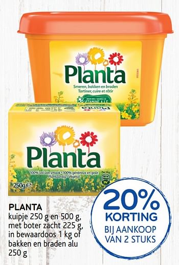Promoties 20% korting bij aankoop van 2 stuks planta kuipje - Planta - Geldig van 12/02/2020 tot 25/02/2020 bij Alvo