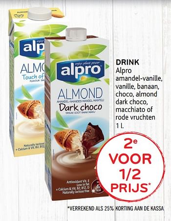 Promoties 2e voor 1-2 prijs drink alpro amandel-vanille - Alpro - Geldig van 12/02/2020 tot 25/02/2020 bij Alvo