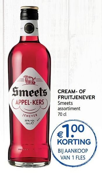 Promoties Cream- of fruitjenever smeets - Smeets - Geldig van 12/02/2020 tot 25/02/2020 bij Alvo