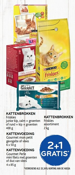 Promoties 2+1 gratis kattenbrokken friskies - Purina - Geldig van 12/02/2020 tot 25/02/2020 bij Alvo