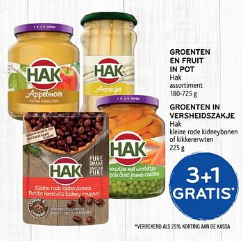 Promotions 3+1 gratis groenten en fruit in pot hak - Hak - Valide de 12/02/2020 à 25/02/2020 chez Alvo