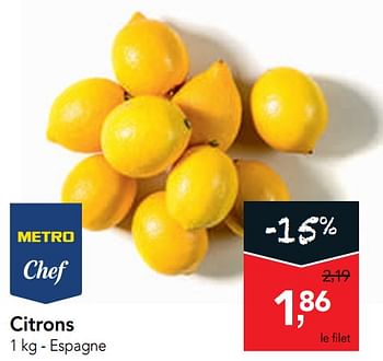 Promotions Citrons - Produit maison - Makro - Valide de 12/02/2020 à 25/02/2020 chez Makro