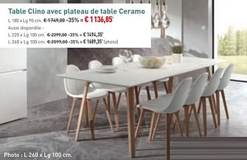 Promotions Table clino avec plateau de table ceramo - Bristol - Valide de 01/02/2020 à 20/02/2020 chez Overstock