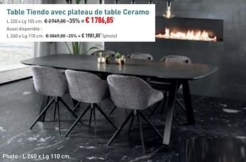 Promoties Table tiendo avec plateau de table ceramo - Bristol - Geldig van 01/02/2020 tot 20/02/2020 bij Overstock