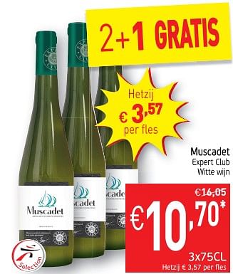 Promotions Muscadet expert club witte wijn - Vins blancs - Valide de 11/02/2020 à 16/02/2020 chez Intermarche