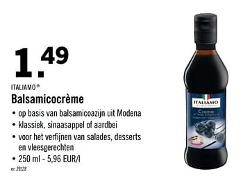 Promoties Balsamicocrème - Italiamo - Geldig van 17/02/2020 tot 22/02/2020 bij Lidl