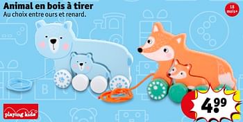 Promotions Animal en bois à tirer - Playing Kids - Valide de 11/02/2020 à 23/02/2020 chez Kruidvat
