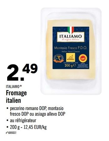 Promotions Fromage italien - Italiamo - Valide de 17/02/2020 à 22/02/2020 chez Lidl