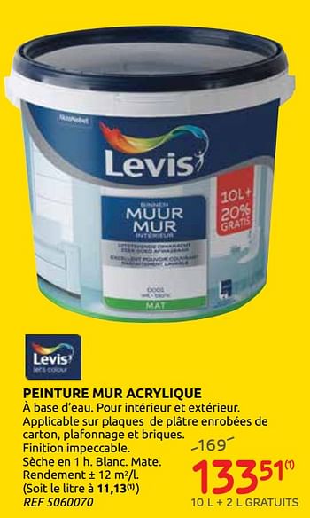 Promotions Peinture mur acrylique levis - Levis - Valide de 19/02/2020 à 02/03/2020 chez Brico