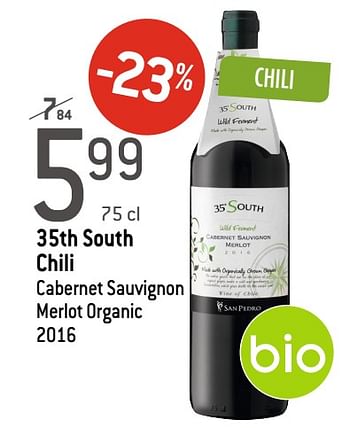 Promoties 35th south chili cabernet sauvignon merlot organic 2016 - Rode wijnen - Geldig van 05/02/2020 tot 25/02/2020 bij Match