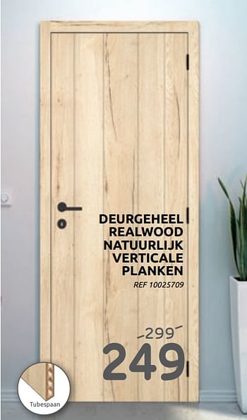 Promoties Deurgeheel realwood natuurlijk verticale planken - Huismerk - BricoPlanit - Geldig van 19/02/2020 tot 16/03/2020 bij BricoPlanit