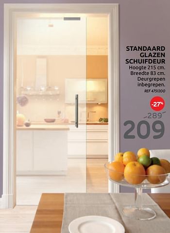 Promotions Standaard glazen schuifdeur - Thys - Valide de 19/02/2020 à 16/03/2020 chez BricoPlanit