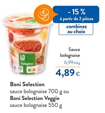 Promotions Boni selection sauce bolognaise - Boni - Valide de 12/02/2020 à 25/02/2020 chez OKay