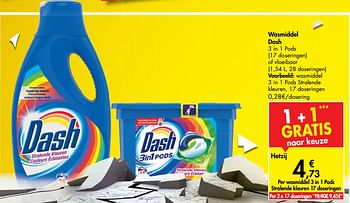 Promoties Wasmiddel dash wasmiddel 3 in 1 pods stralende kleuren - Dash - Geldig van 12/02/2020 tot 24/02/2020 bij Carrefour