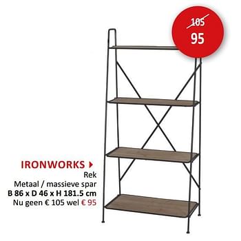 Promoties Ironworks rek metaal - massieve spar - Huismerk - Weba - Geldig van 12/02/2020 tot 12/03/2020 bij Weba