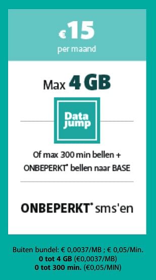 Promoties Max 4 gb of max 300 min bellen + onbeperkt bellen naar base - Huismerk - Base - Geldig van 11/02/2020 tot 10/03/2020 bij Base