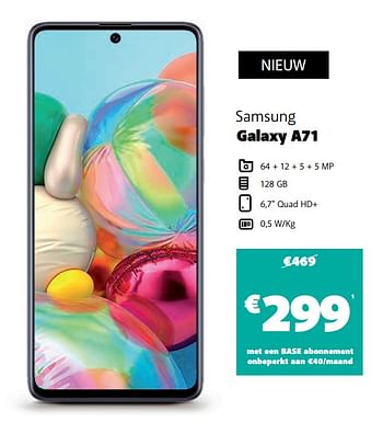 Promoties Samsung galaxy a71 - Samsung - Geldig van 11/02/2020 tot 10/03/2020 bij Base