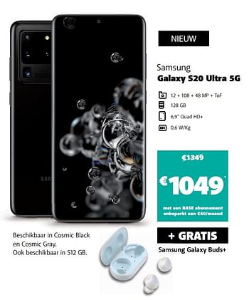 Promoties Samsung galaxy s20 ultra 5g - Samsung - Geldig van 11/02/2020 tot 10/03/2020 bij Base