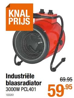 Promoties Industriële blaasradiator 3000w pcl401 - Huismerk - Cevo - Geldig van 13/02/2020 tot 26/02/2020 bij Cevo Market