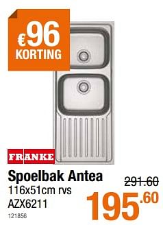 Promotions Spoelbak antea - Franke - Valide de 13/02/2020 à 26/02/2020 chez Cevo Market