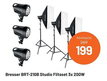 Promotions Bresser brt-210b studio flitsset 3x 200w - Bresser - Valide de 16/02/2020 à 23/02/2020 chez Kamera Express