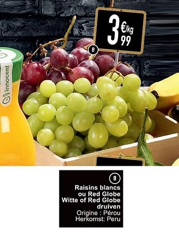 Promoties Raisins blancs ou red globe witte of red globe druiven - Huismerk - Cora - Geldig van 18/02/2020 tot 24/02/2020 bij Cora