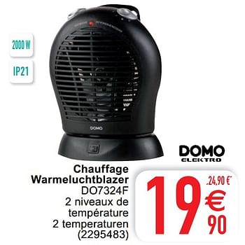 Promoties Domo elektro chauffage warmeluchtblazer do7324f - Domo elektro - Geldig van 18/02/2020 tot 02/03/2020 bij Cora