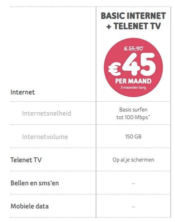 Promoties Basic internet + telenet tv - Huismerk - Telenet - Geldig van 14/02/2020 tot 08/03/2020 bij Telenet