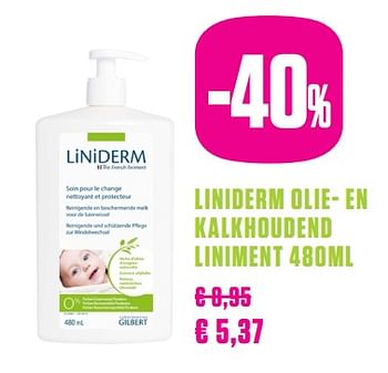 Promotions Liniderm olie- en kalk houdend liniment - Liniderm - Valide de 24/02/2020 à 25/05/2020 chez Medi-Market